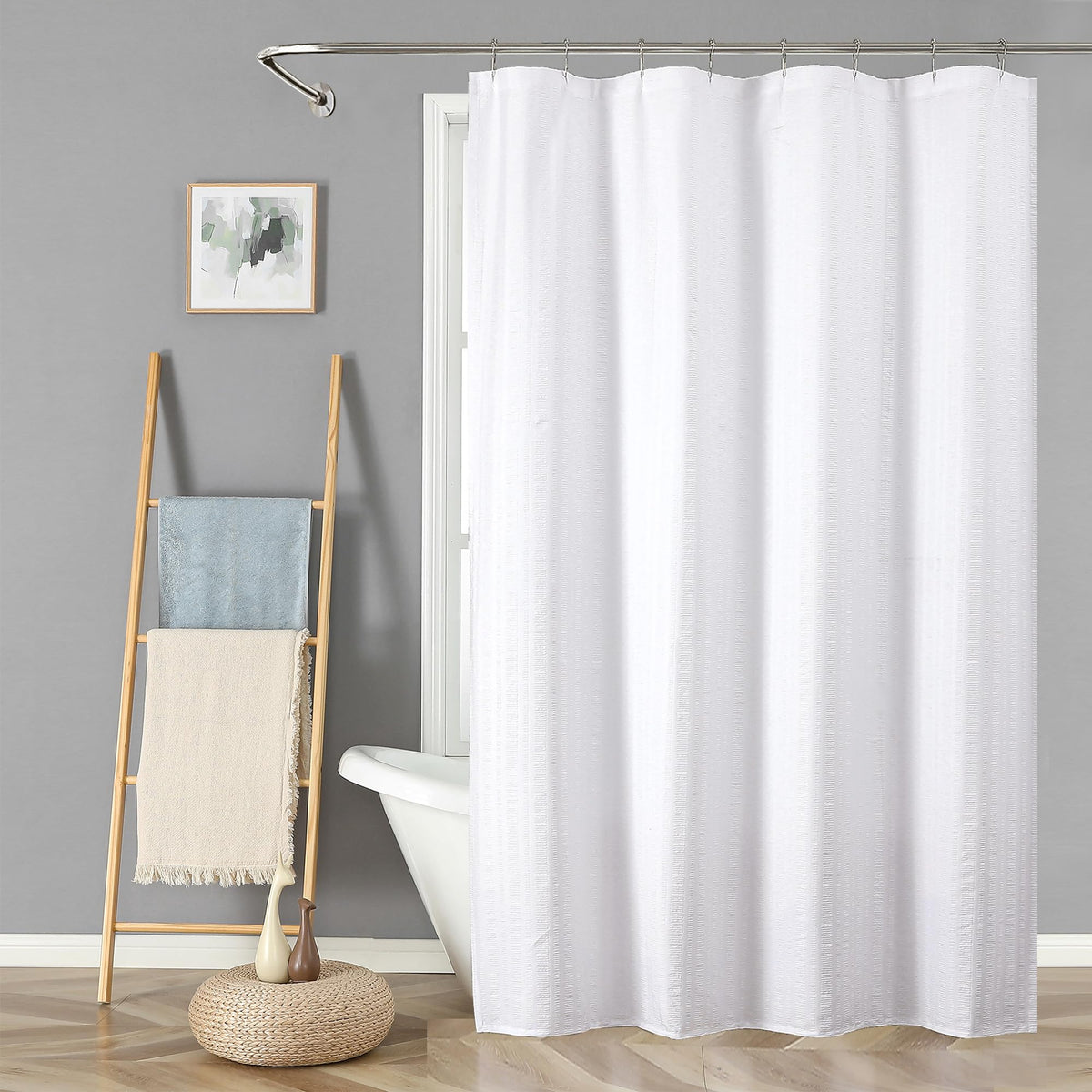 Aiyufeng Moga Sage Green Shower Curtain - 3D Embossed Textured Shower Curtains for Bathroom, Luxury Polyester Cloth Bath Curtain, 72Wx72H, Green
