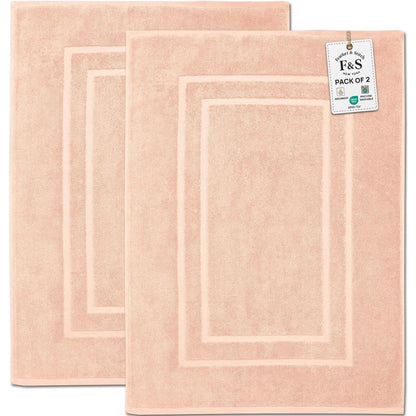 Feather & Stitch 100% Cotton Bath Mats 2 Piece 30x21 Inches, Grey