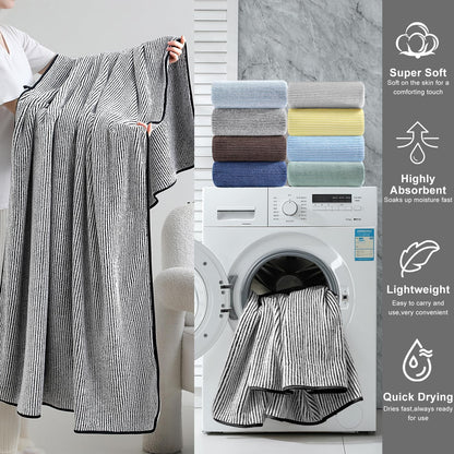 4 Piece Bath Towel Set 35"x70"Oversized Bath Towel for Bathroom Ultra Soft Fluffy Extra Large Bath Sheet Luxury Premium Bathroom Towel Highly Absorbent Quick Dry Shower Towel for Hotel Spa,Black White