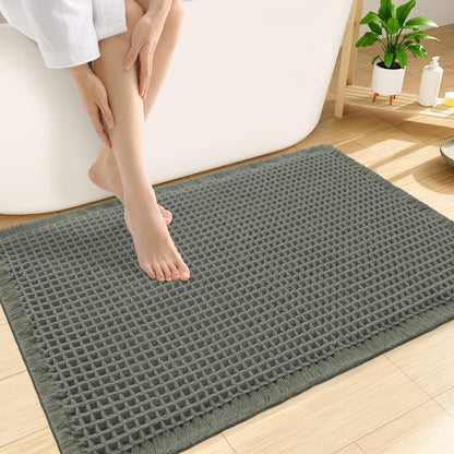Smiry Waffle Bath Mat 30X20, Extra Soft Absorbent Bathroom Rugs, Brown