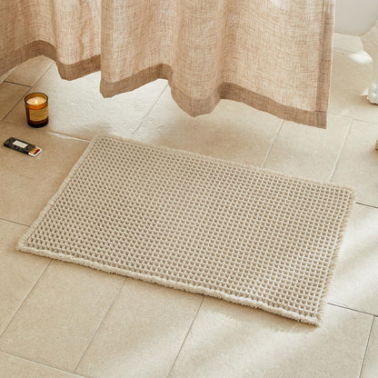 TYUU Waffle Bath Mat, Boho Bathroom Rugs Non Slip Washable, 30x20 Khaki