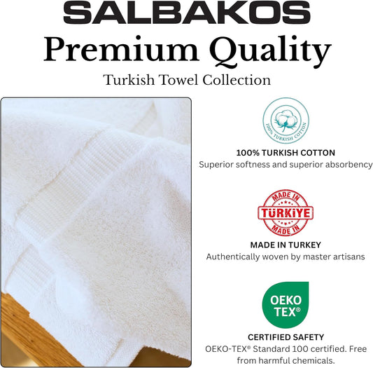 SALBAKOS 4-Piece 100% Turkish Cotton Bath Towels, 27x54 inch, White