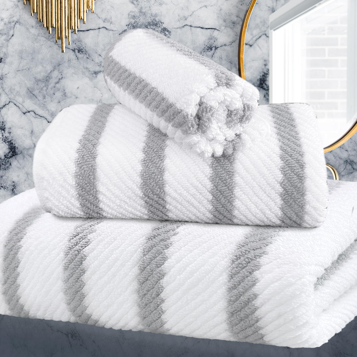 VOOVA & MOVAS 6PC Towel Set, 100% Cotton, Aqua Teal