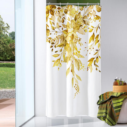 Gibelle Grey Eucalyptus Shower Curtain, Watercolor Floral Print, 72x72