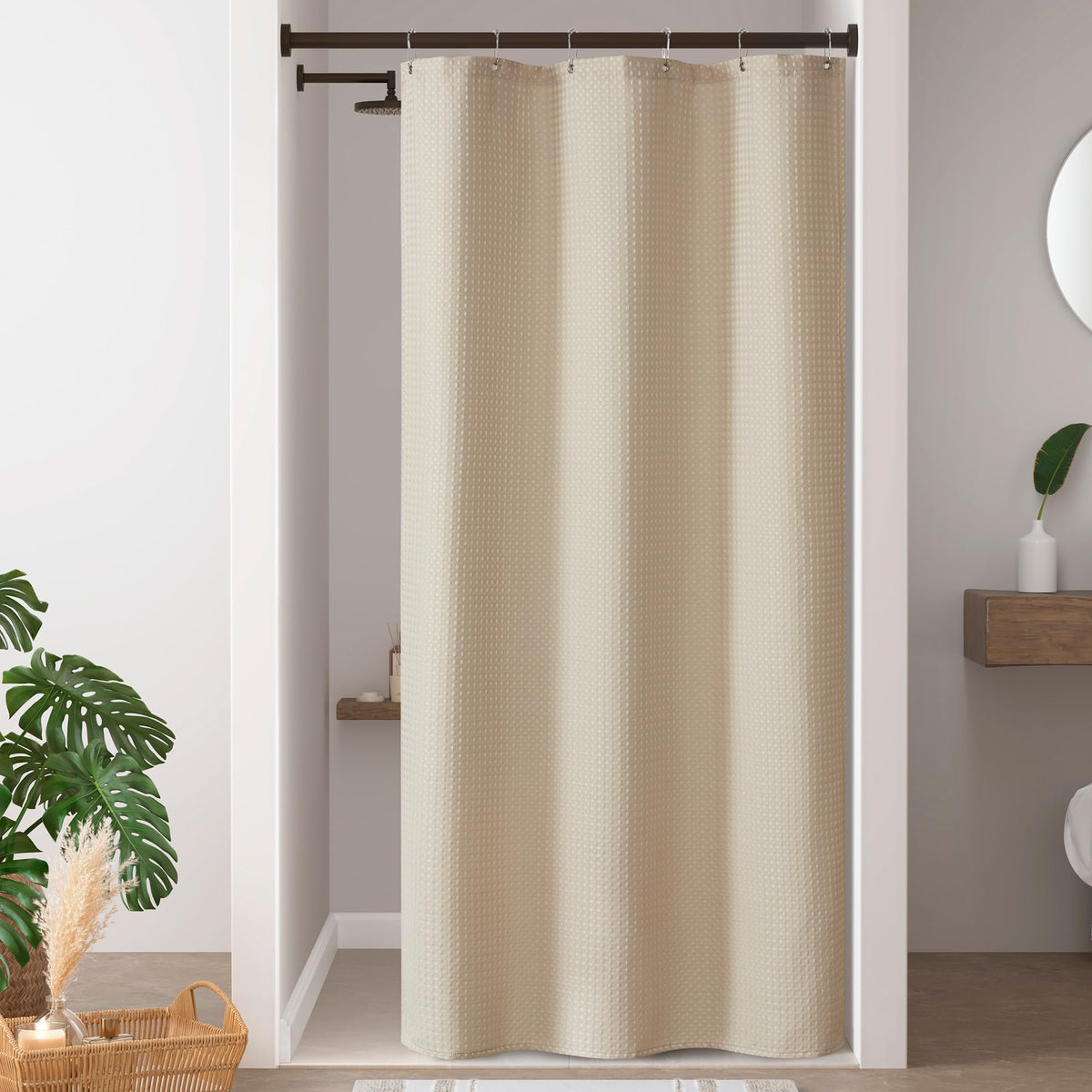 Madison Park Spa Waffle Shower Curtain for Bathroom, 72 x 72, Grey