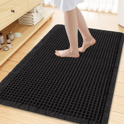 Smiry Waffle Bath Mat 30X20, Extra Soft Absorbent Bathroom Rugs, Brown
