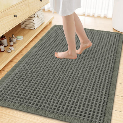 Smiry Waffle Bath Mat 30X20, Extra Soft Absorbent Bathroom Rugs, Brown