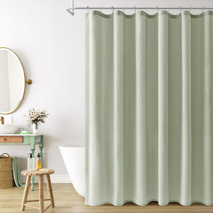 Naturoom Linen Shower Curtain 72 Inch Long for Bathroom Beige 1 Panel