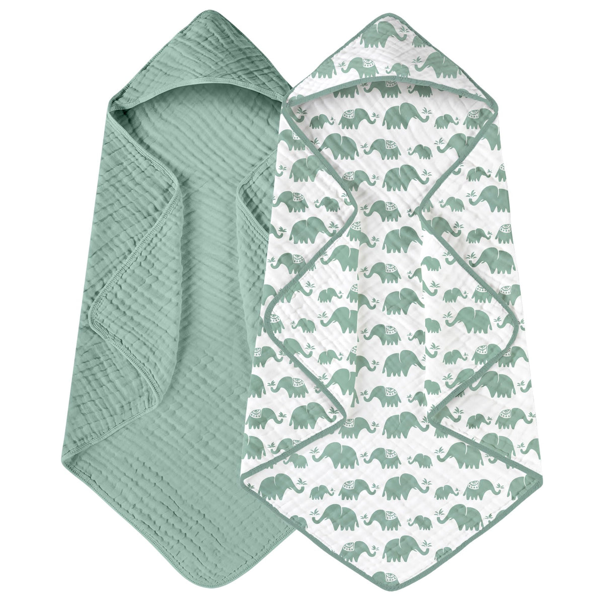 Yoofoss Hooded Baby Bath Towels 2 Pack 100% Muslin Organic Cotton with Hood