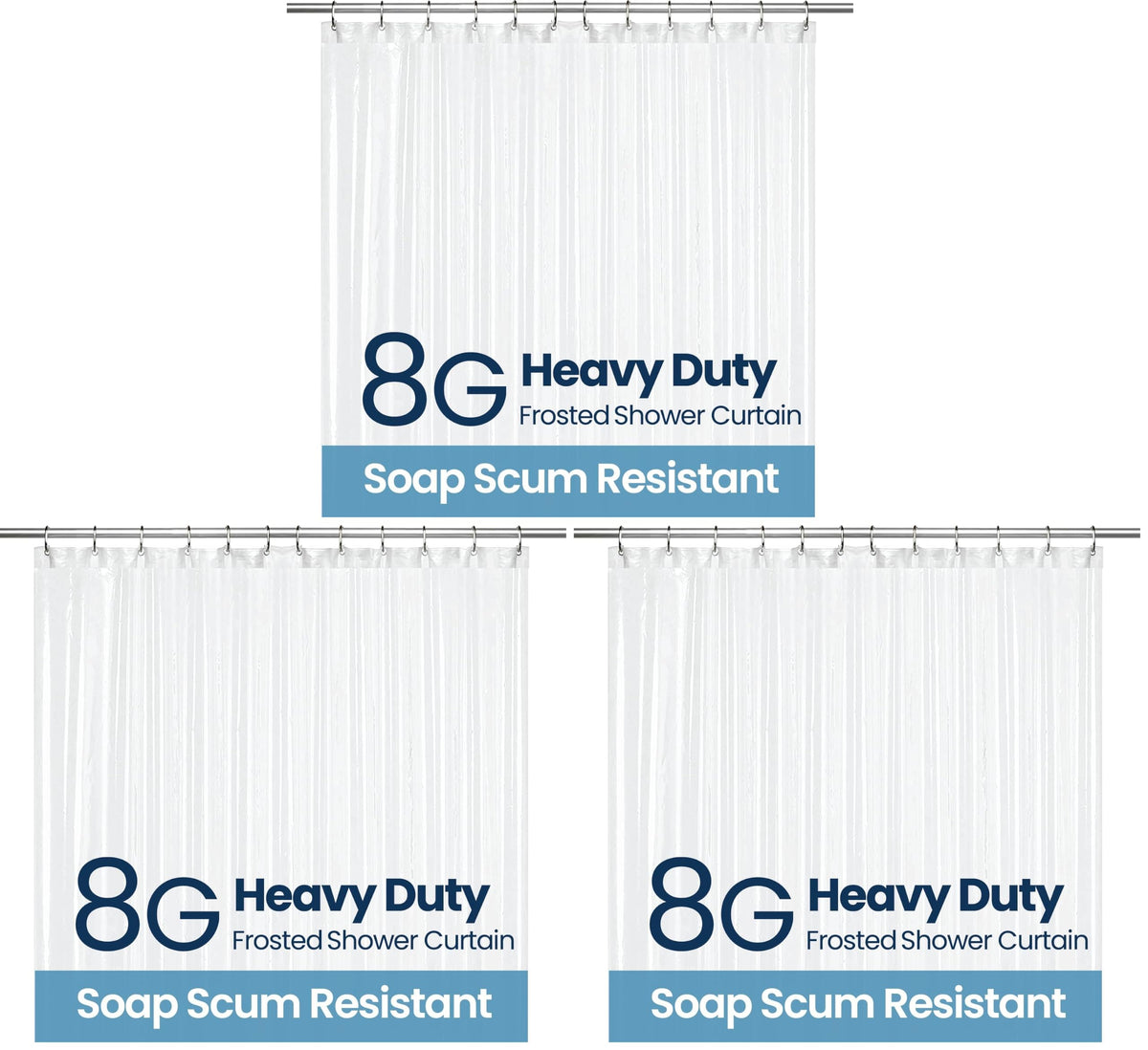 LiBa Shower Curtain PEVA 8G, 72x72 Inch Waterproof White