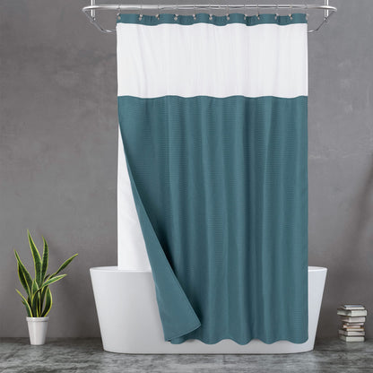 N&Y HOME Waffle Weave Shower Curtain with Snap-in Liner Set White, 71x72