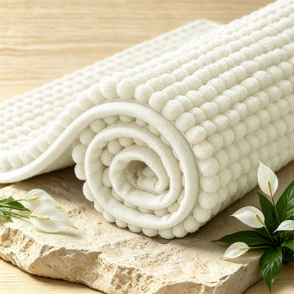 SUBRTEX Bathroom Rugs Chenille Bath Rug Soft Short Plush Bath Mat Soft Shower Mat Water Absorbent Shower Mat Quick Dry Machine Washable(White,18" x 24")