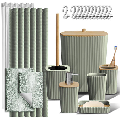 Clara Clark Black Bathroom Set, Shower Curtain Set, Bathroom Accessory Set