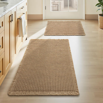 Upgraded Waffle Bath Mat Ultra Absorbent Non Slip Bathroom Mat, 17" x 24"