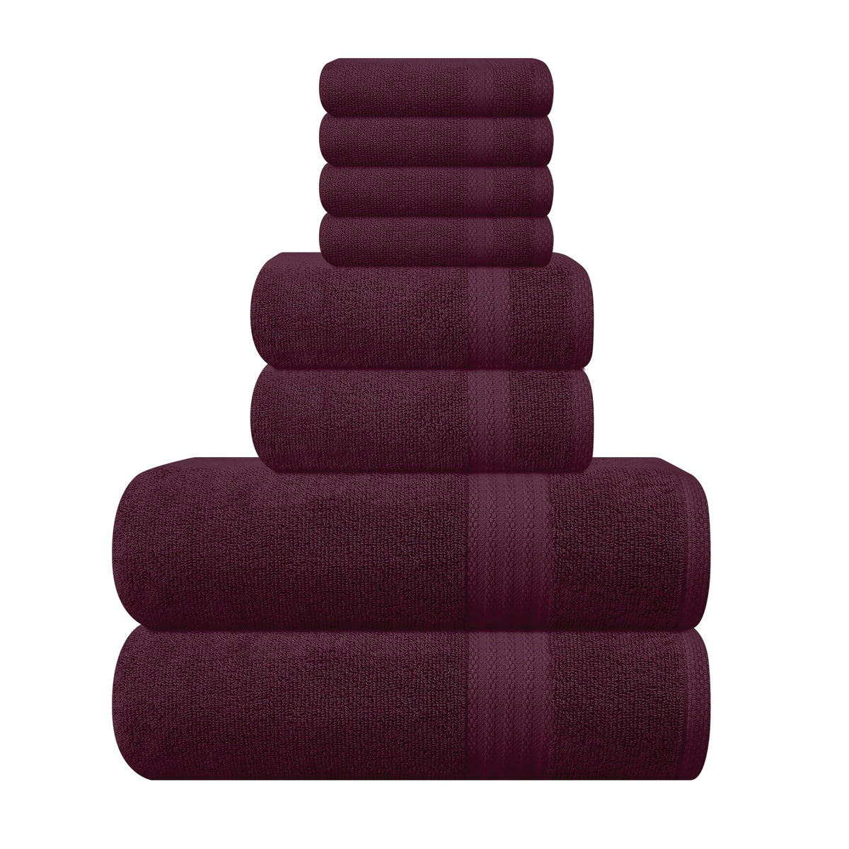 GLAMBURG Ultra Soft 8-Piece Towel Set - 100% Pure Ringspun Cotton, Contains 2 Oversized Bath Towels 27x54, 2 Hand Towels 16x28, 4 Wash Cloths 13x13 - Ideal for Everyday use, Hotel & Spa - Pink