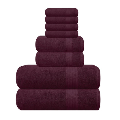 GLAMBURG Ultra Soft 8-Piece Towel Set - 100% Pure Ringspun Cotton, Contains 2 Oversized Bath Towels 27x54, 2 Hand Towels 16x28, 4 Wash Cloths 13x13 - Ideal for Everyday use, Hotel & Spa - Pink