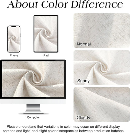 Naturoom Linen Shower Curtain 72 Inch Long for Bathroom Beige 1 Panel