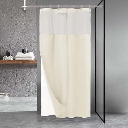 N&Y HOME Waffle Weave Shower Curtain with Snap-in Liner Set White, 71x72