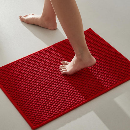 TYUU Bathroom Rugs Non Slip Washable, Super Absorbent Thin Bath Mat Small Quick Dry Low Pile Bathroom Rug, White 16"x24" / 1'4" x 2'