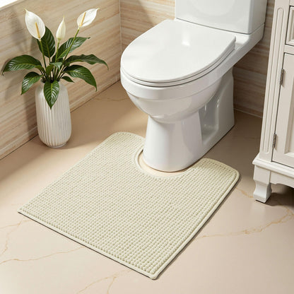SUBRTEX Bathroom Rugs Chenille Bath Rug Soft Short Plush Bath Mat Soft Shower Mat Water Absorbent Shower Mat Quick Dry Machine Washable(White,18" x 24")