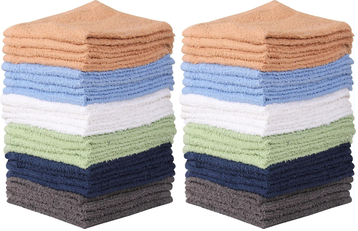 Towel and Linen Mart 100% Cotton 6 Pack Bath Towel Set, Quick Dry, Super Absorbent, Light Weight, Soft, (27 x 54 Pack of 6) Beige, White, Grey, Sky Blue, SAGE Green, Navy