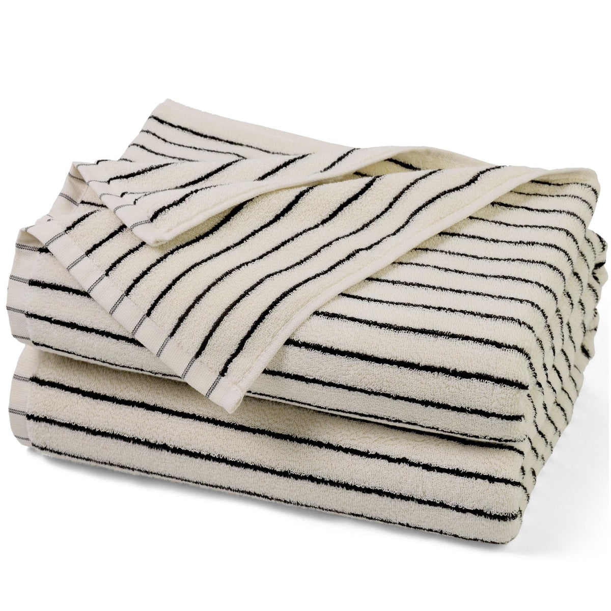 Black and Ivory Striped Bath Towels Set of 2, Lighter & Quick Dry Towels