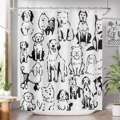 AmazerBath Shower Curtain, Cloth Ombre Black Shower Curtain Set with 12 Hooks, Washable Fabric Black and White Shower Curtain, Rustic Farmhouse Bathroom Shower Curtain, 72x72 Inches