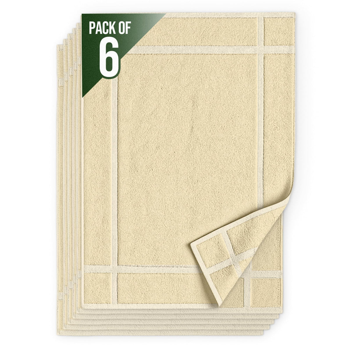 Pearl Linens 6 Pack Cotton Bath Mats for Bathroom, 20" X 30", White