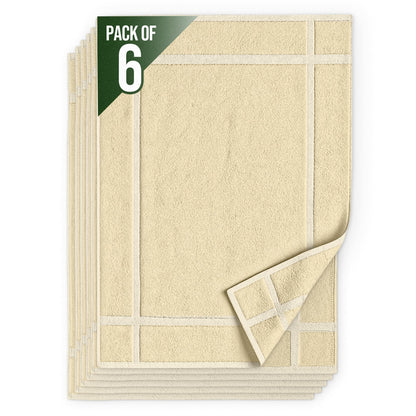 Pearl Linens 6 Pack Cotton Bath Mats for Bathroom, 20" X 30", White