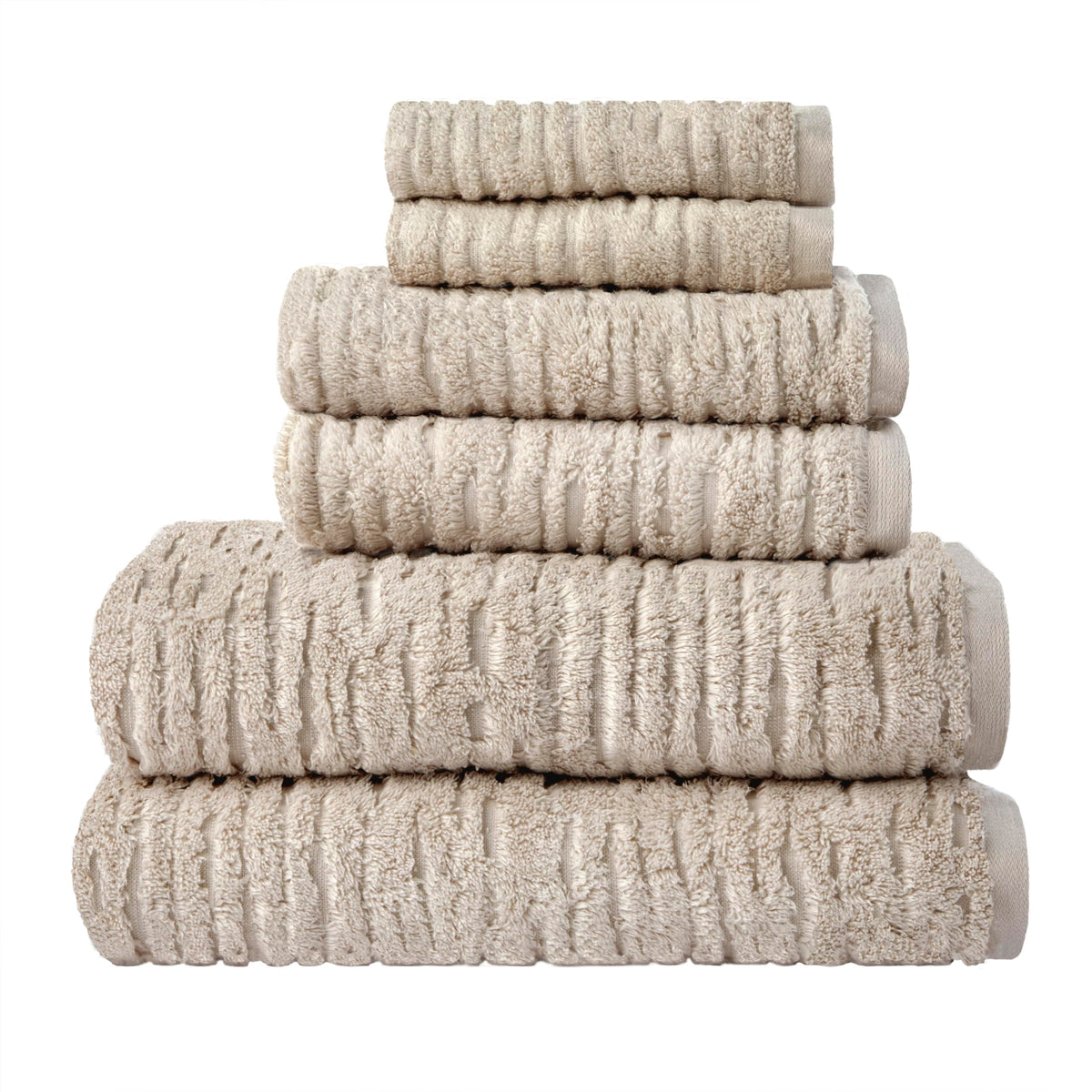SKL Home CloudSoft Hand Towel Set, 2-Piece, 100% Cotton Luxury, Oatmeal