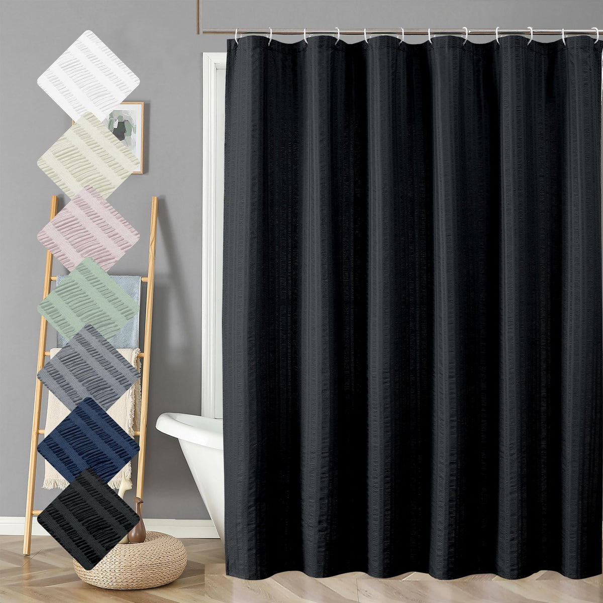 Aiyufeng Moga Sage Green Shower Curtain - 3D Embossed Textured Shower Curtains for Bathroom, Luxury Polyester Cloth Bath Curtain, 72Wx72H, Green