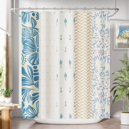 AmazerBath Shower Curtain, Washable Cloth Black Shower Curtain Sets with 12 Shower Curtain Hooks, Fabric Rustic Black and White Striped Curtain, Farmhouse Bathroom Curtains, 72x72 Inches