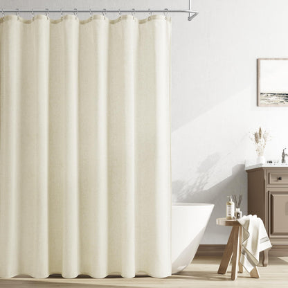 Naturoom Linen Shower Curtain 72 Inch Long for Bathroom Beige 1 Panel