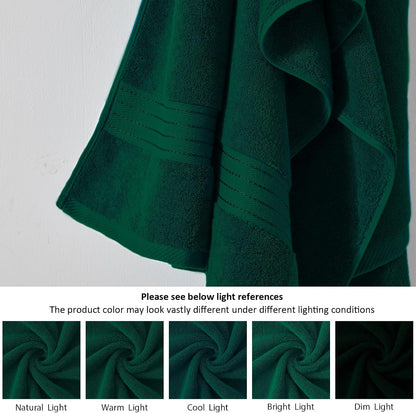 COZYART Luxury Bath Towel Set 6 Pcs, Dark Green 100% Turkish Cotton 650 GSM