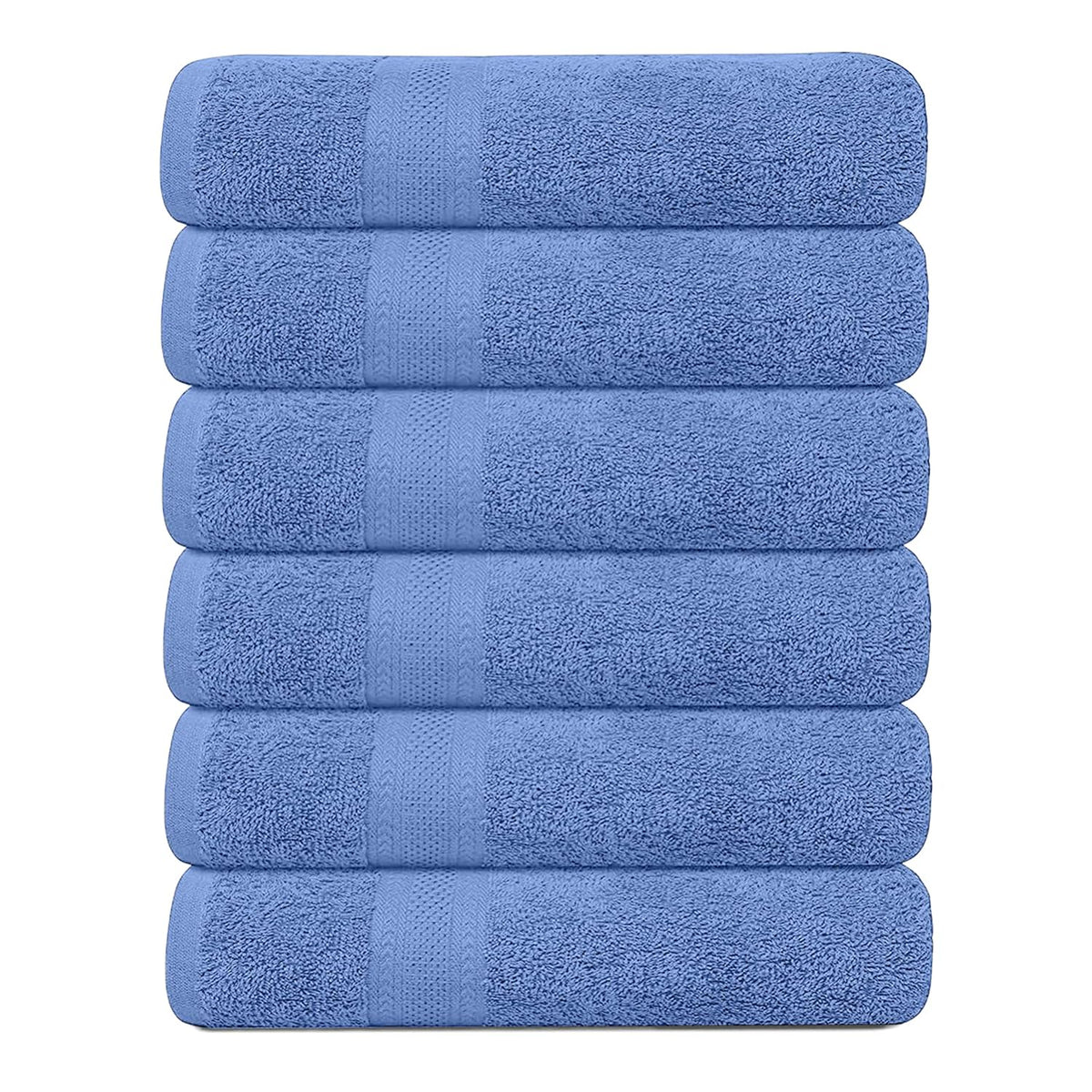 KAHAF COLLECTION 6 Pack Bath Towels Set (27 x 54 Inches) 100% Ring Spun Cotton, Lightweight, Quick Dry, Highly Absorbent Towels Multicolor, (27x54) Inches