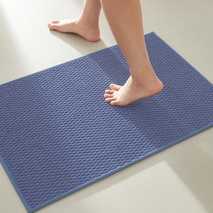TYUU Bathroom Rugs Non Slip Washable, Super Absorbent Thin Bath Mat Small Quick Dry Low Pile Bathroom Rug, White 16"x24" / 1'4" x 2'
