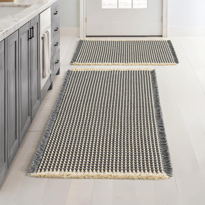 MIULEE Set of 2 Waffle Bathroom Rugs Boho Bath Mat Brown 18x30 Inch