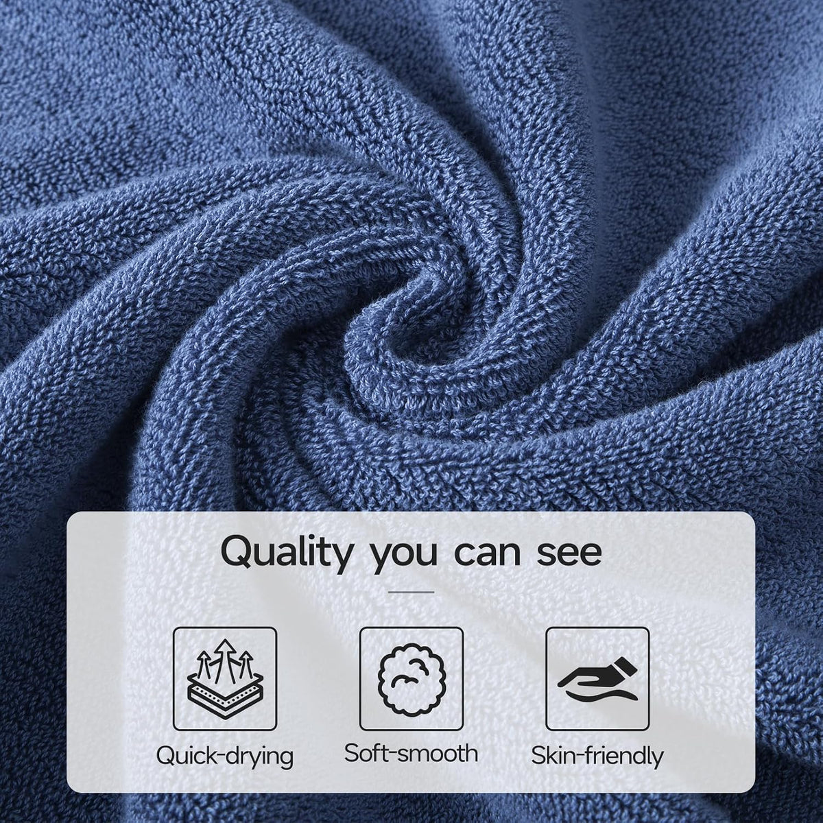 REDKISS 100% Luxury Cotton Bath Towels 4-Pack, Ultra-Thick, Plush, Soft & Highly Absorbent for Bathroom, Hotel, Spa and Home - 27" x 55"