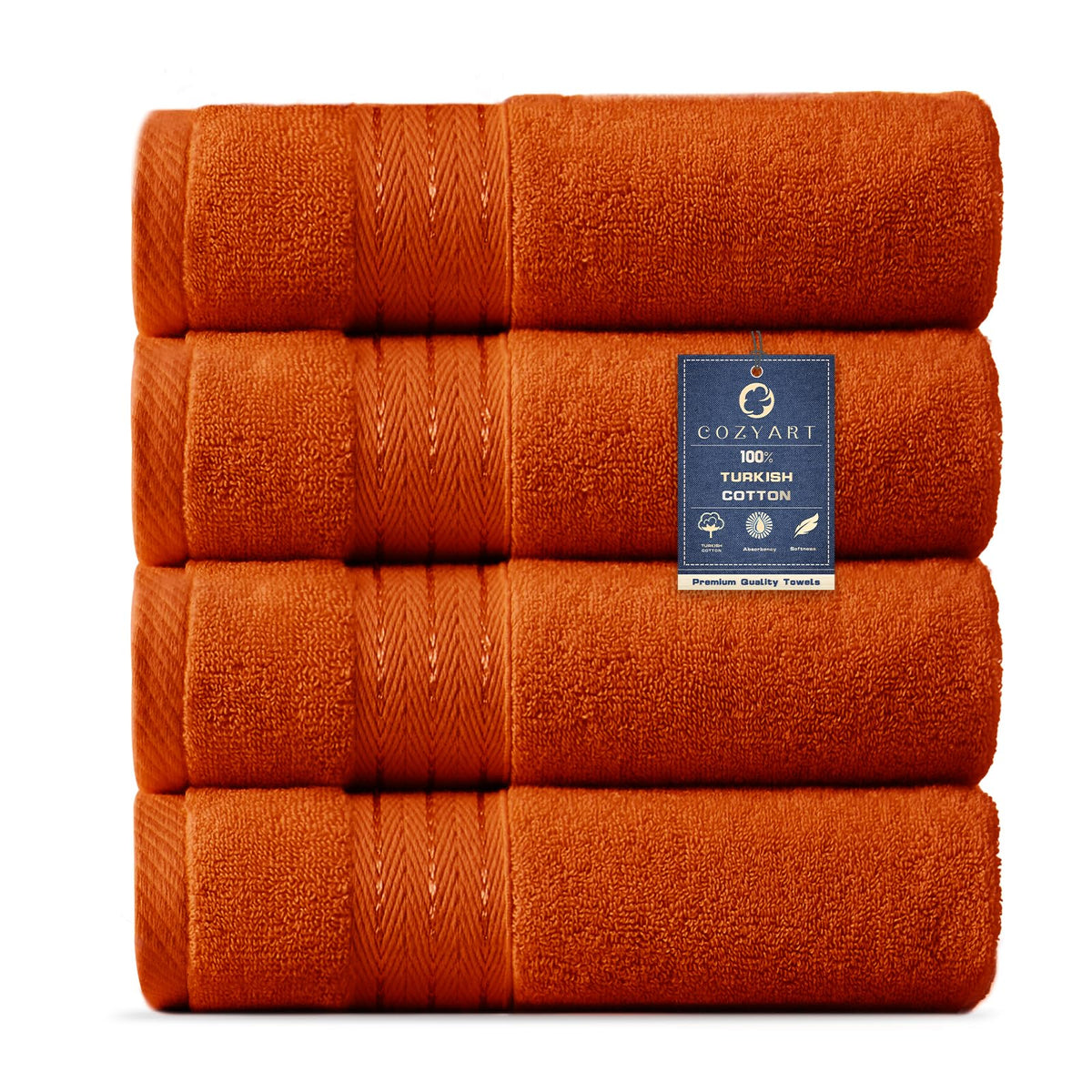 COZYART Luxury Bath Towel Set 6 Pcs, Dark Green 100% Turkish Cotton 650 GSM