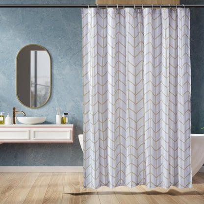 Amazon Basics Bathroom Shower Curtain, Water Repellent Fabric with Weighted Hem, Grommets & Hooks, Machine Washable, 72"x72", White