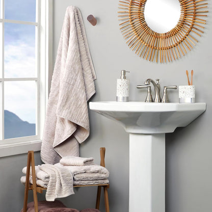 SKL Home CloudSoft Hand Towel Set, 2-Piece, 100% Cotton Luxury, Oatmeal