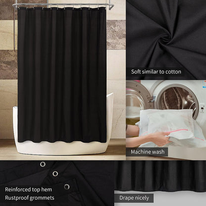 ALYVIA SPRING Waterproof Fabric Shower Curtain or Liner Black, 72x72