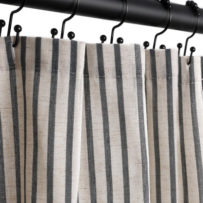 Farmhouse Striped Shower Curtain - 72x72 Inches, Linen Blend Fabric, Breathable & Machine Washable, Rustic Rust for Bathroom Decor (Hooks/Liner Not Included)
