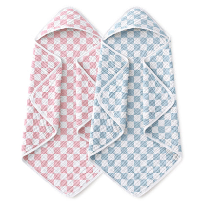 Yoofoss Hooded Baby Bath Towels 2 Pack 100% Muslin Organic Cotton with Hood