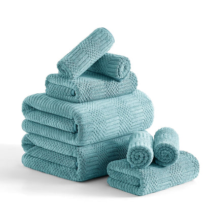 Ycosy 8-Piece Bath Towels Set,2 Oversized Bath Sheet,2 Hand Towels and 4 Washcloths - 600 GSM Soft Microfiber Highly Absorbent Quick Dry Shower Towel Collection for Bathroom Hotel and Spa,Mint Green
