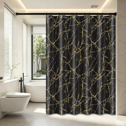 TIKABC Black Shower Curtain Liner, 4G PEVA Shower Liner, Plastic Waterproof Shower Curtains, 72x72 inch with Grommet Holes 3 Magnetic Weights(Black)