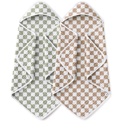 Yoofoss Hooded Baby Bath Towels 2 Pack 100% Muslin Organic Cotton with Hood