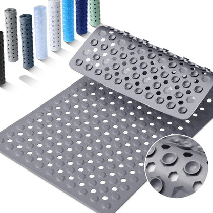 Yimobra Bathtub Mat Non Slip, 34.5"X15.5" Long Shower Mat for Inside Shower, Machine Washable Bath Mat with Drain Holes & Strong Suction Cups, Soft on Feet, Bathroom Essentials, Black