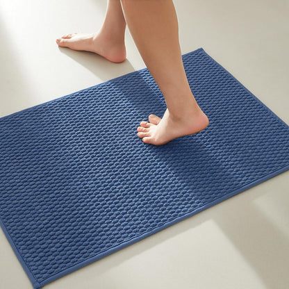 TYUU Bathroom Rugs Non Slip Washable, Super Absorbent Thin Bath Mat Small Quick Dry Low Pile Bathroom Rug, White 16"x24" / 1'4" x 2'
