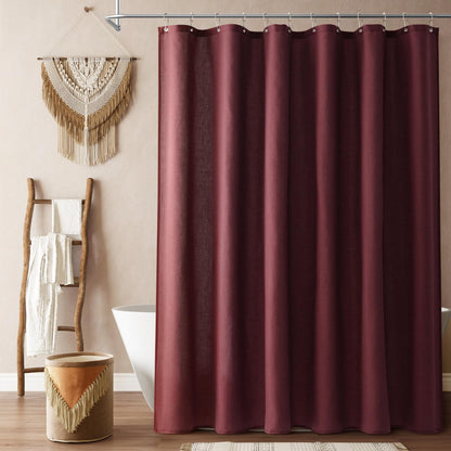 Naturoom Linen Shower Curtain 72 Inch Long for Bathroom Beige 1 Panel